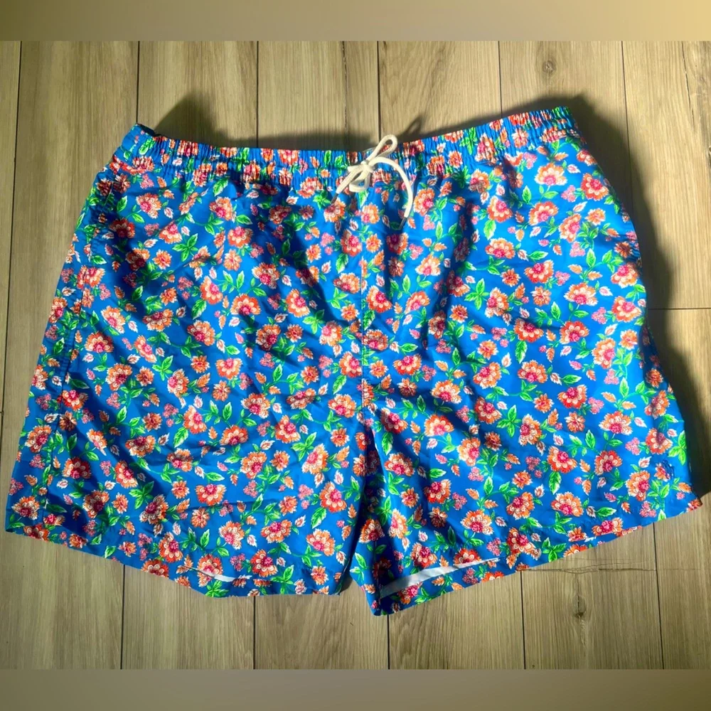 Polo Ralph Lauren Blue Floral Pattern Traveler Swim Trunks men’s 4XB